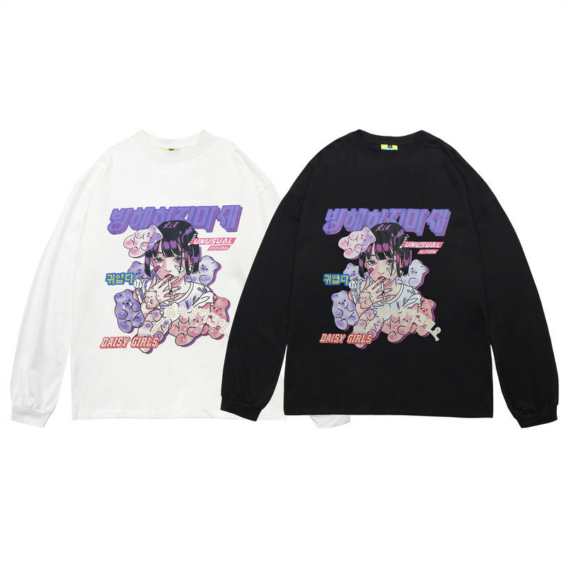 Comic Print Autumn Long Sleeve T Shirts For Men And Women