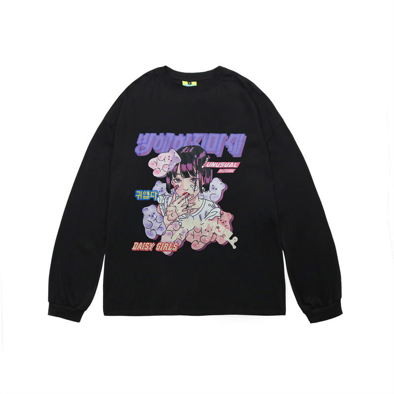 Comic Print Autumn Long Sleeve T Shirts For Men And Women