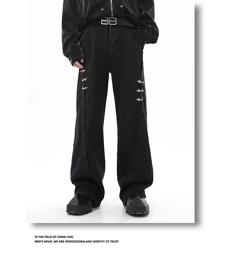 RetroBuckle Raw Hem Jeans Men