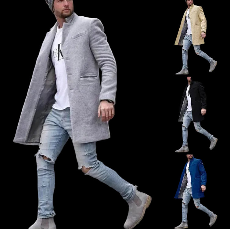 Fashionable Men’s Long Overcoat