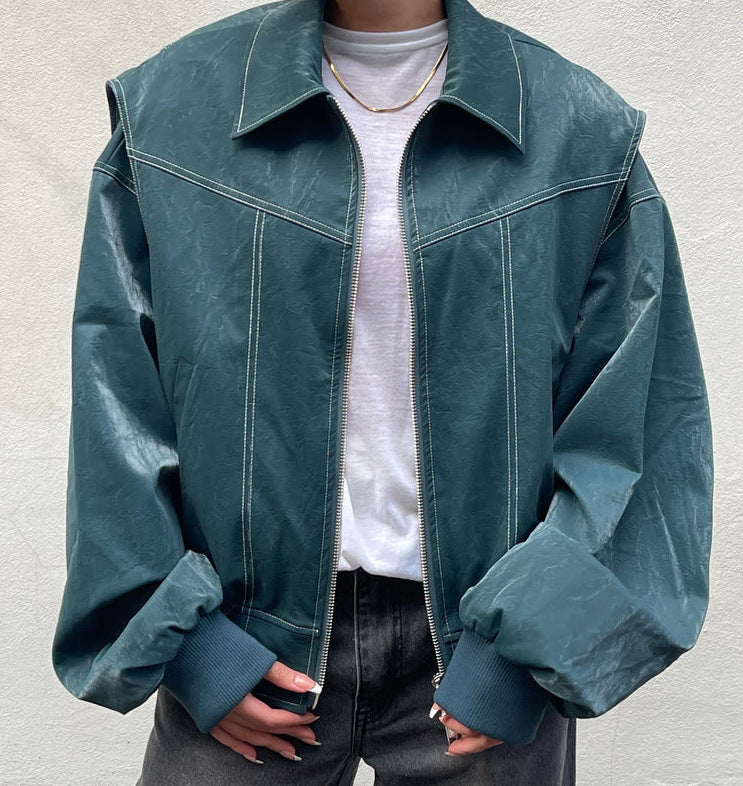 Faux Leather Bomber Jacket