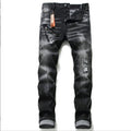Black And Gray Paint Hole Zipper Decorations Personality Jeans Men